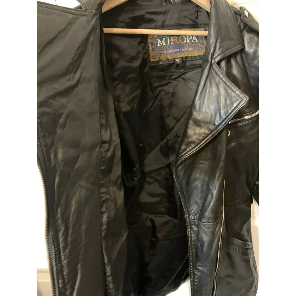Vtg Miropa Black Leather Jacket Men’s Sz‎ S